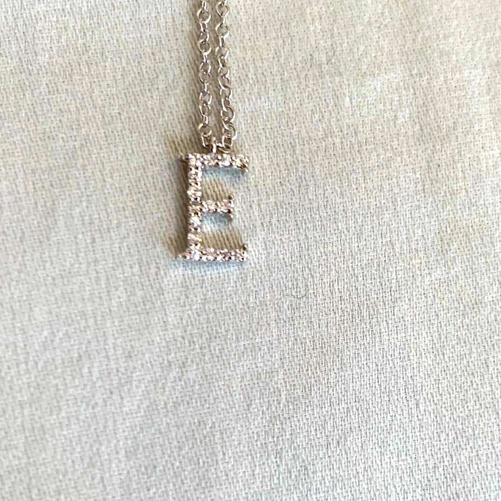 Diamond Miera T dainty E necklace 14k white gold